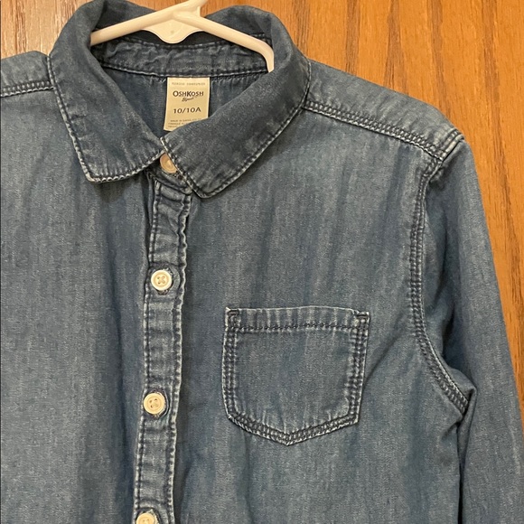 OshKosh B'gosh UGC Girls Size 10 Denim Chambray and Navy Tulle Dress - Picture 3 of 11